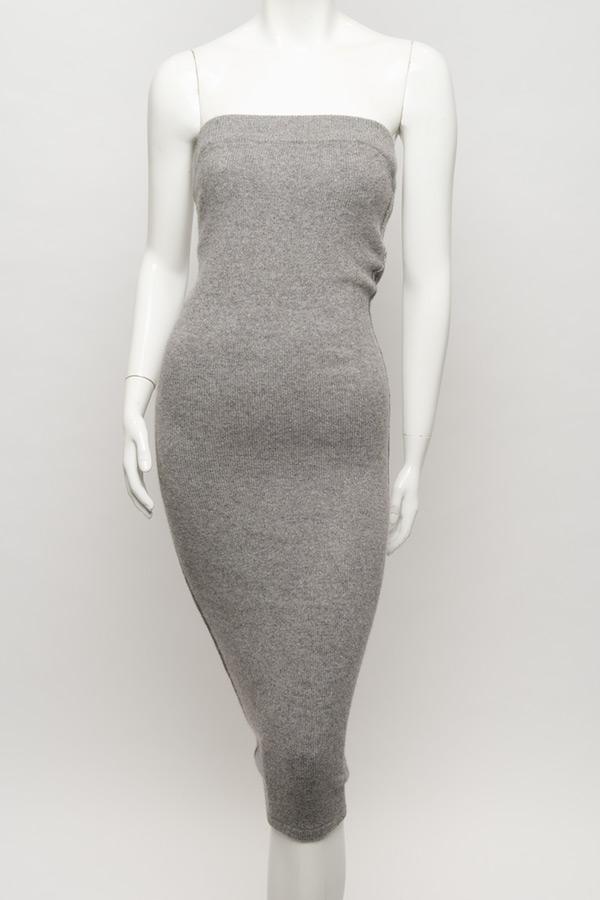 T by alexander wang Strapless Knit Tube Dress in Gray | Lyst