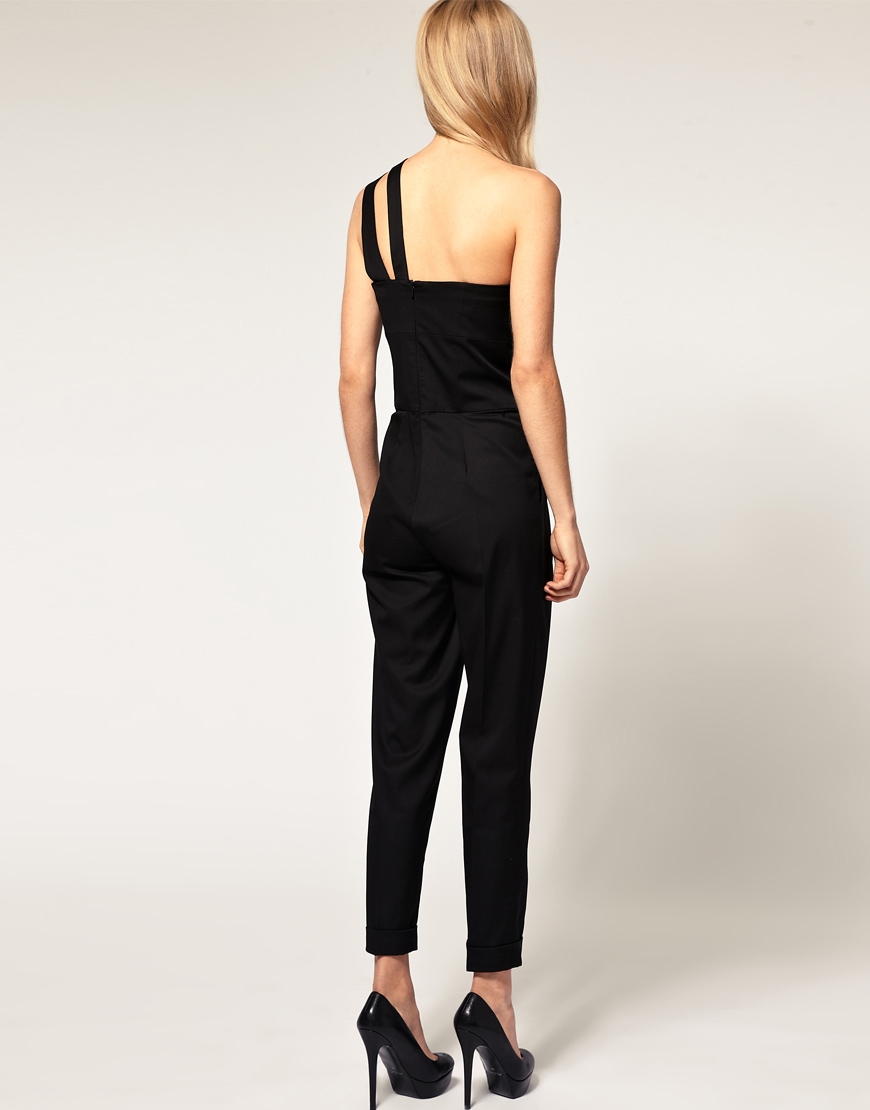 Lyst - Asos collection Asos Jumpsuit with One Shoulder Detail in Black