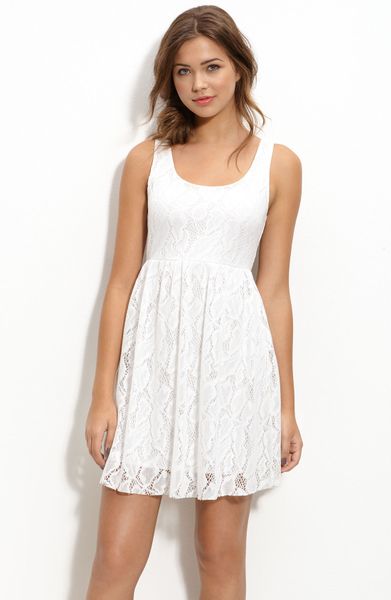 Soprano Crochet Lace Tank Dress (juniors) in White (off white) | Lyst
