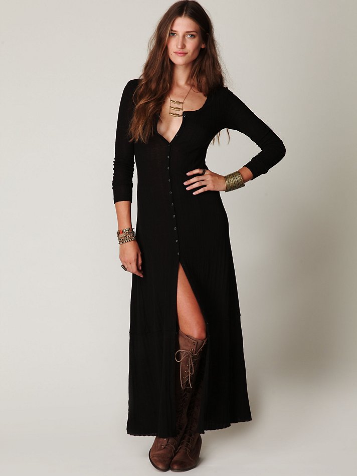 Lyst - Free People Moon Duster Maxi in Black