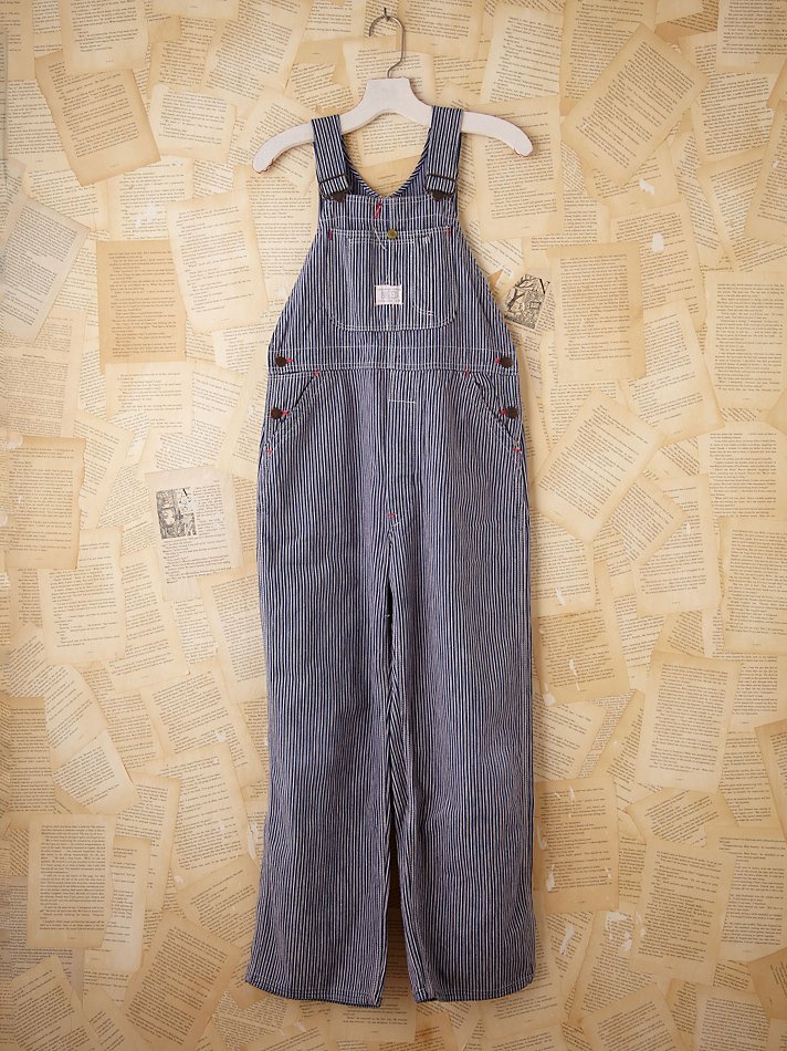 Free people Vintage Striped Overalls in Blue | Lyst