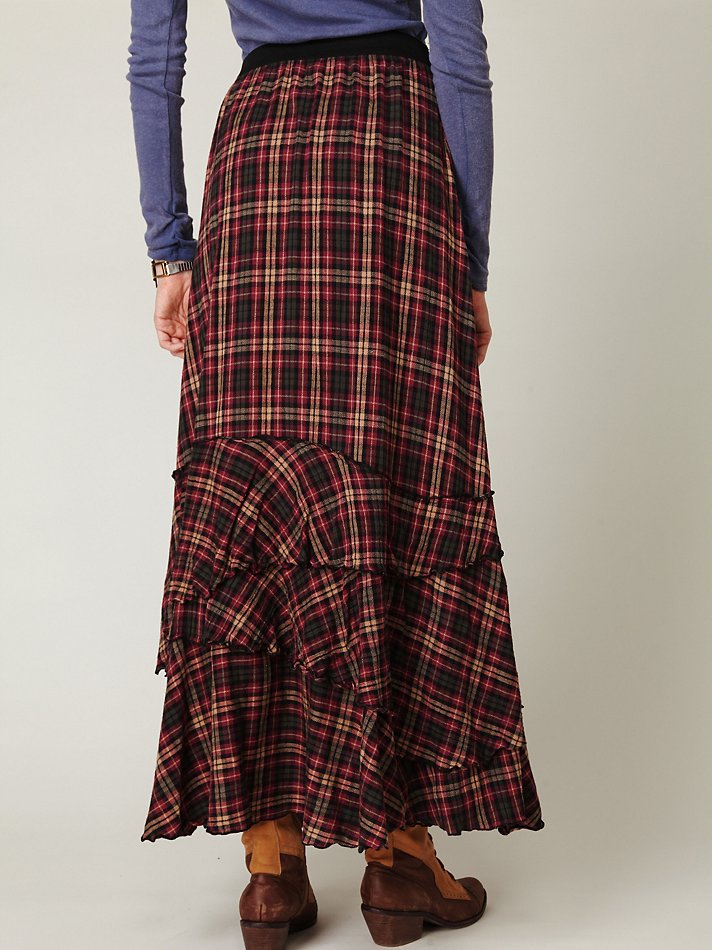 Free People Fp One Plaid Maxi Skirt in Red - Lyst