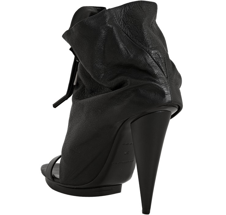 Lyst - Balenciaga Black Pebbled Leather Open Toe Ankle Boots in Black