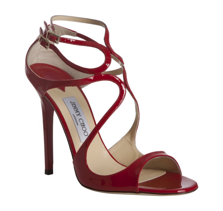 Jimmy Choo Red Patent Leather Lance Sandals in Red | Lyst
