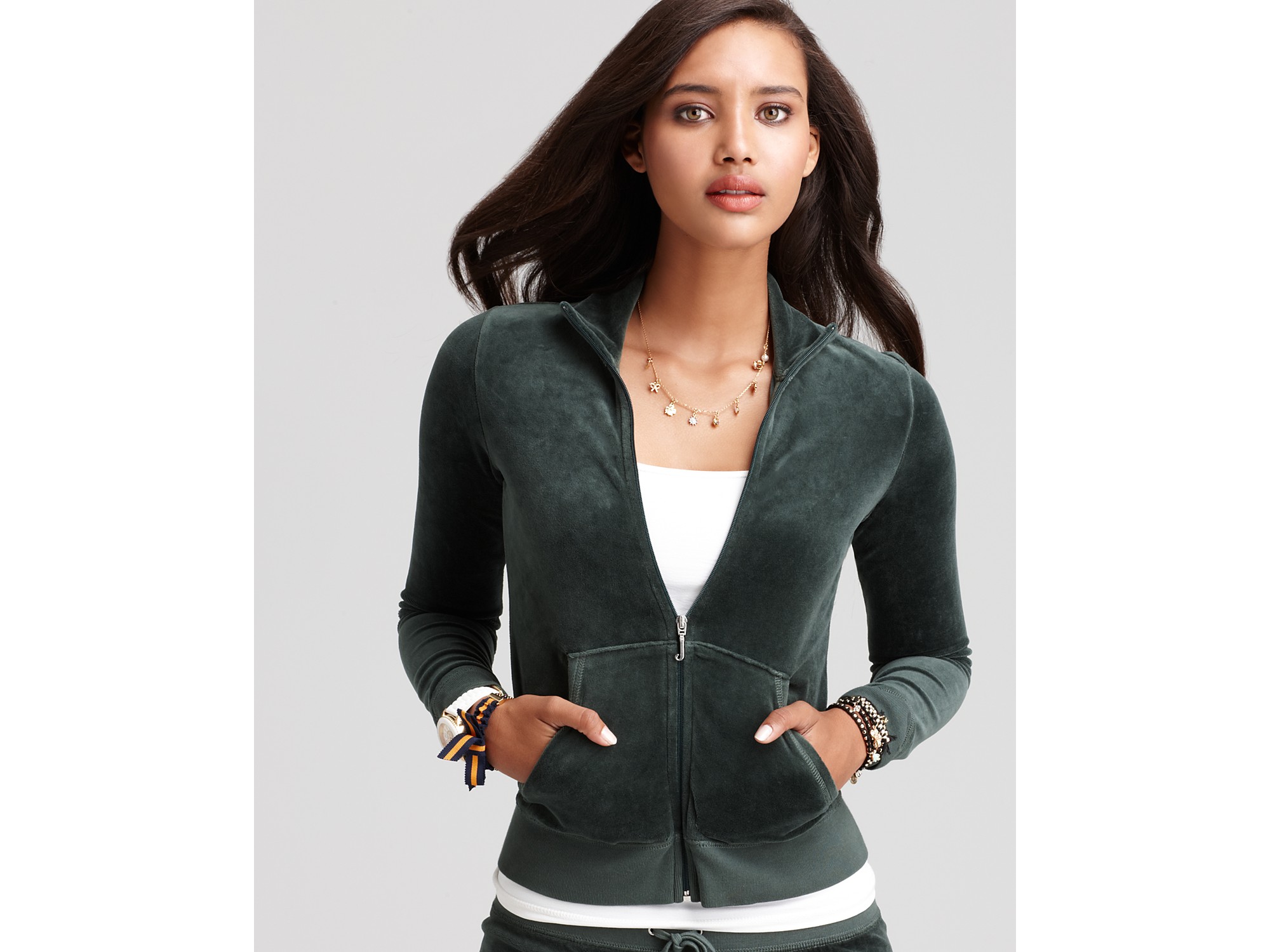 Lyst - Juicy Couture Velour Track Jacket in Green