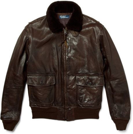 Polo Ralph Lauren Gee-one Leather Bomber Jacket in Brown for Men | Lyst