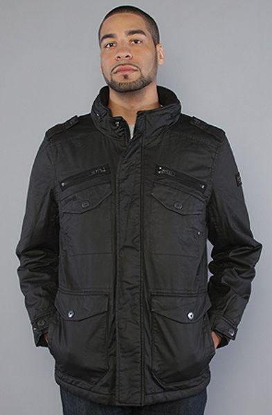 Schott Nyc The Marlon Waxed Military Jacket in Black in Black for Men ...