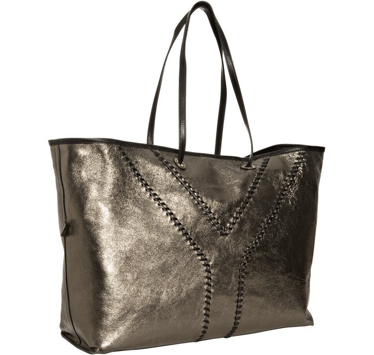 Saint laurent Black and Pewter Leather Neo Double Reversible Tote ...
