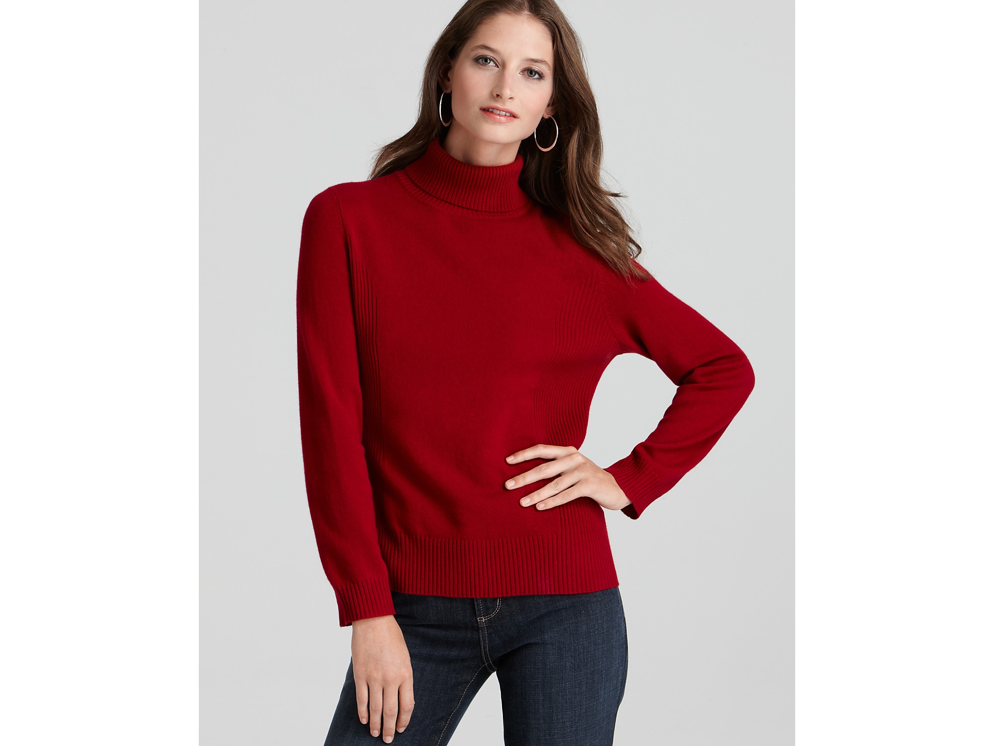 Lyst Ash Jones New York Collection Cashmere Turtleneck Sweater In Red