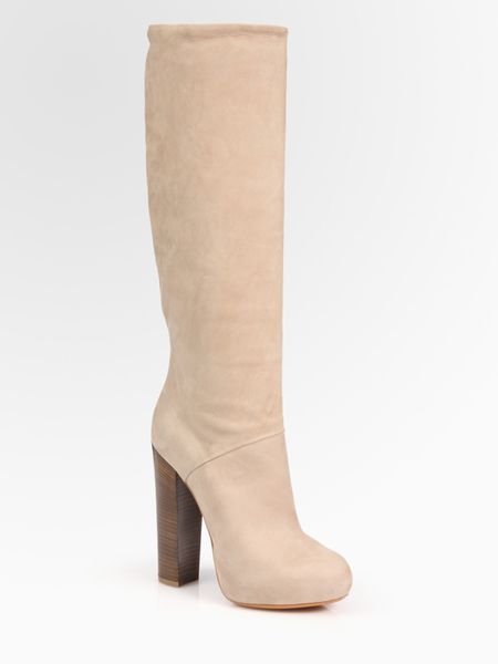 B Brian Atwood Pheonicia Nubuck Leather Knee-high Platform Boots in ...