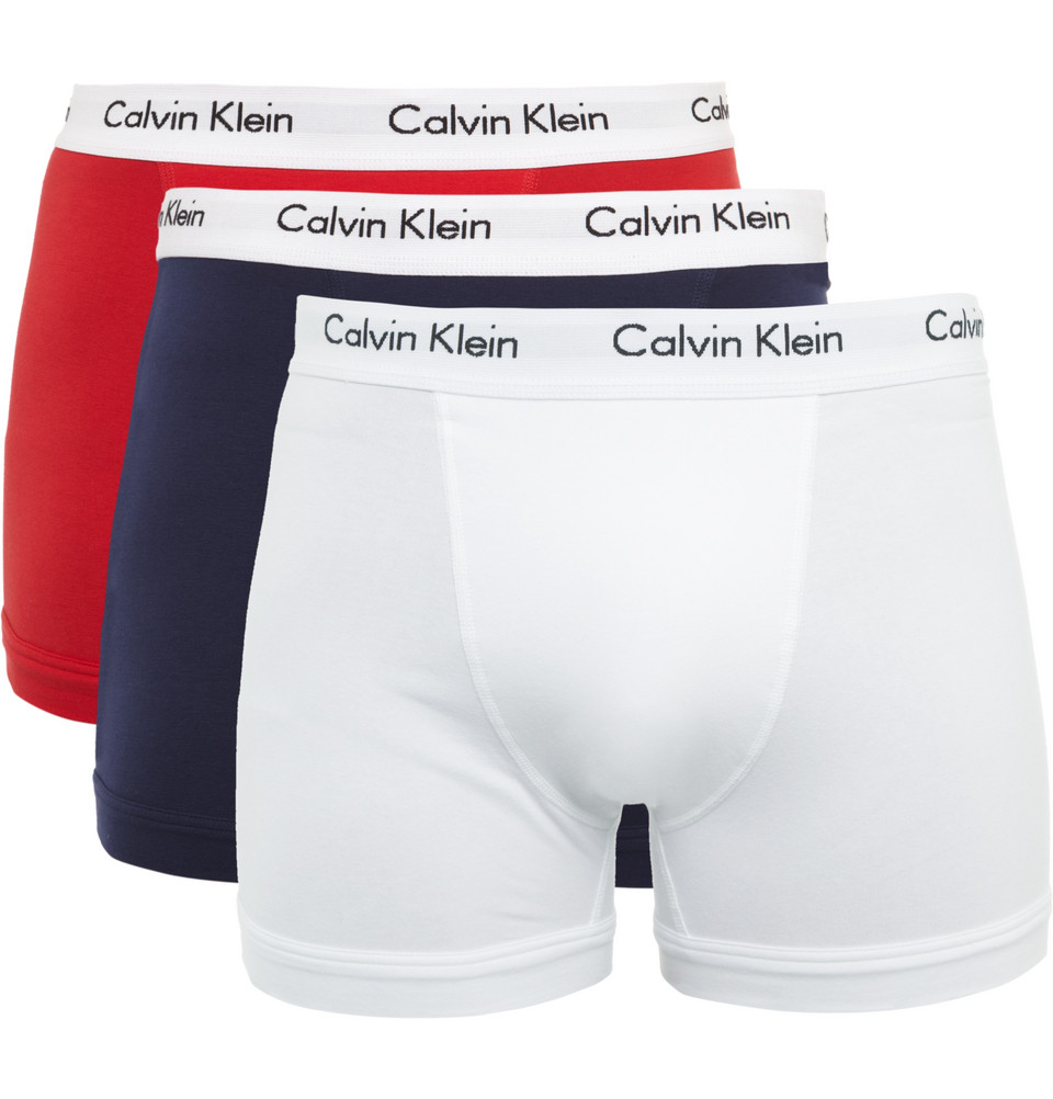 Calvin Klein Three-pack Cotton-blend Boxer Briefs in Red for Men - Lyst