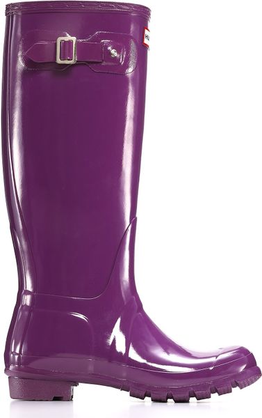 Hunter Womens Original Classic Glossy Rain Boots - Blackberry in Purple ...