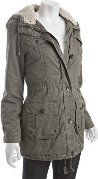 Marc New York Olive Cotton Faux Sherpa Hooded Anorak Jacket in Green ...