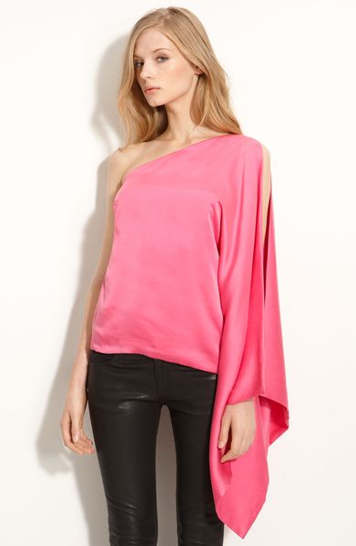 Robert Rodriguez One Shoulder Draped Sleeve Top in Pink (hot pink) | Lyst