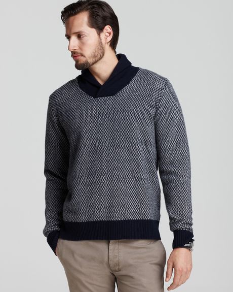 Woolrich Pattern Siple Shawl Collar Sweater in Blue for Men (navy) | Lyst