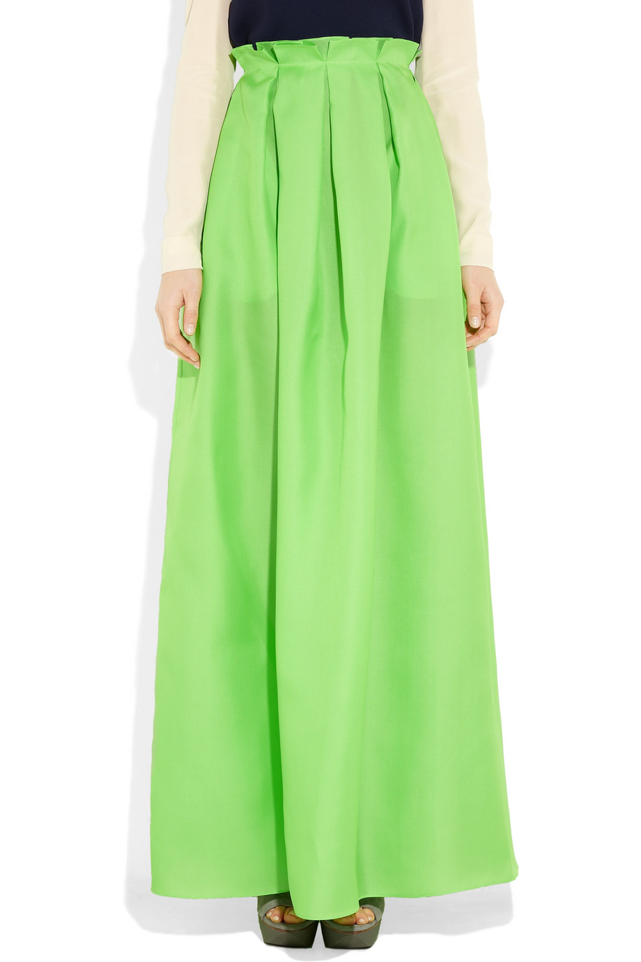 green silk maxi