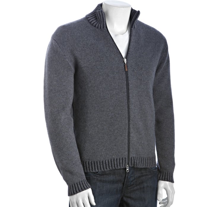 Vilebrequin Grey Wool Zip Front Sweater in Gray for Men (grey) | Lyst