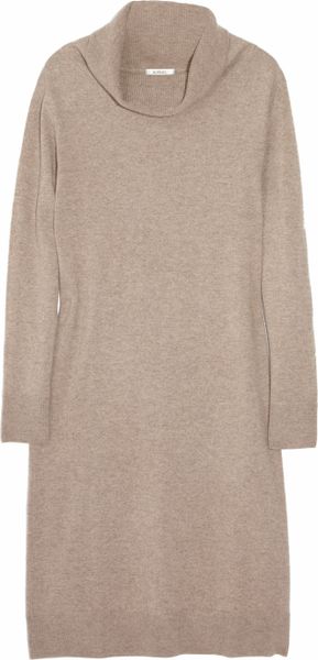 N.peal Cashmere Turtleneck Cashmere Sweater Dress in Brown | Lyst