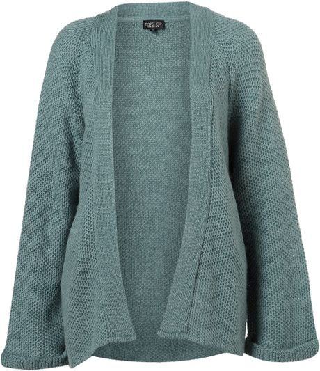 Topshop Knitted Textured Stitch Cardigan in Blue (duck egg) | Lyst