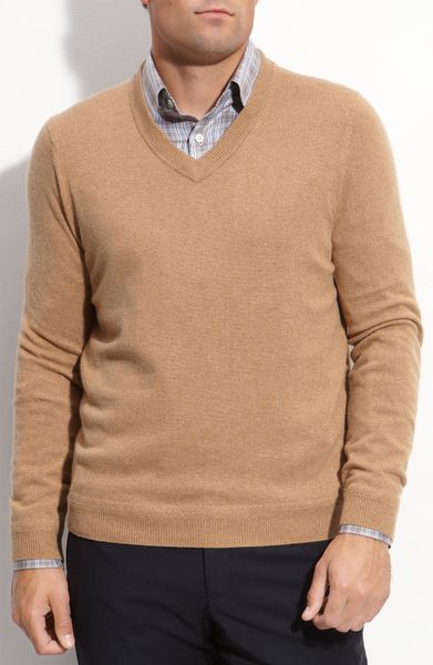John W. Nordstrom® Cashmere V-neck Sweater in Beige for Men (camel) | Lyst
