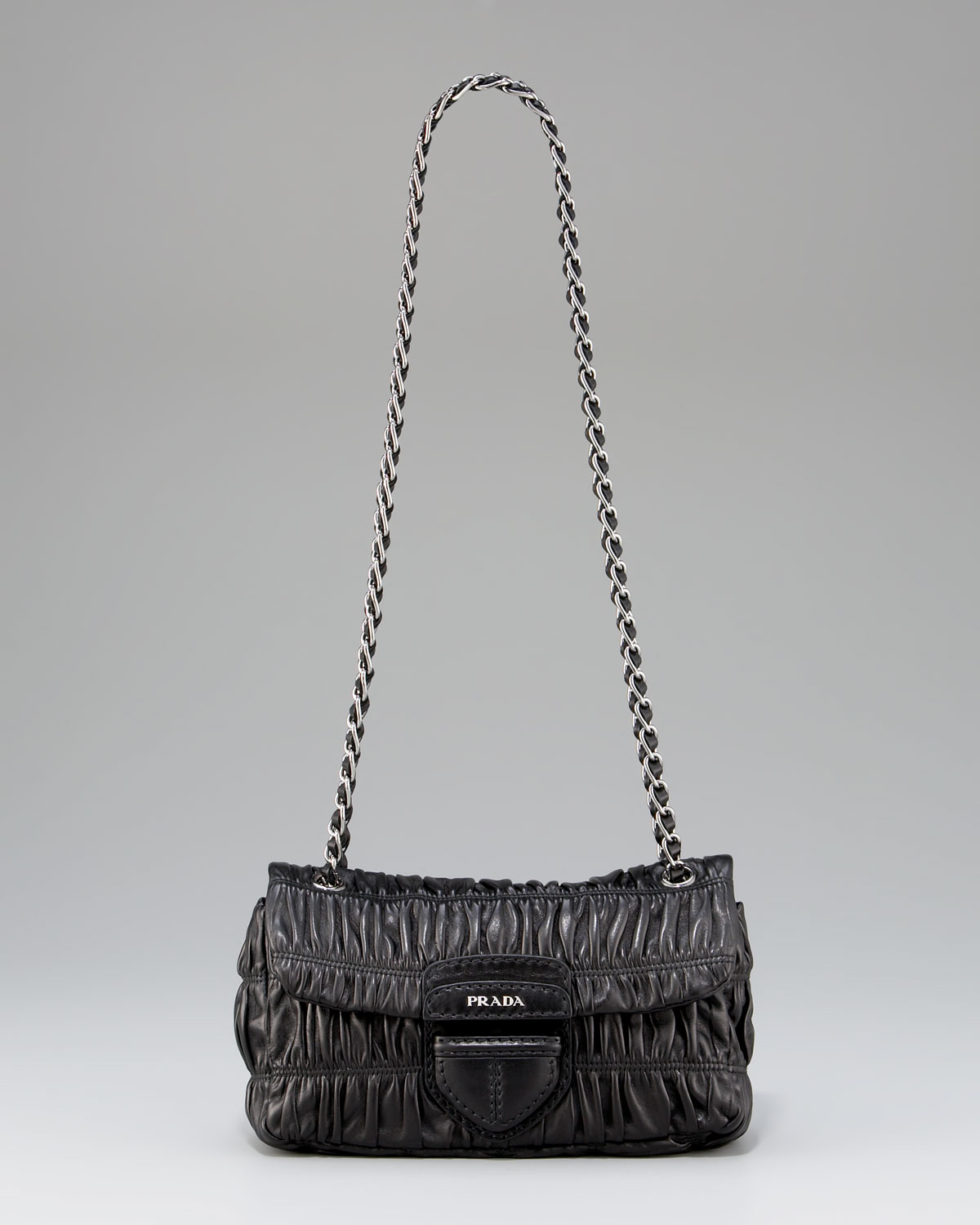 Lyst - Prada Medium Leather Chain-detail Shoulder Bag in Black