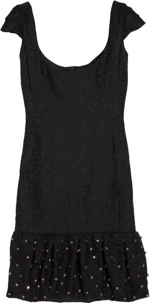Valentino Roma Embellished Woolblend Jacquard Dress in Black | Lyst