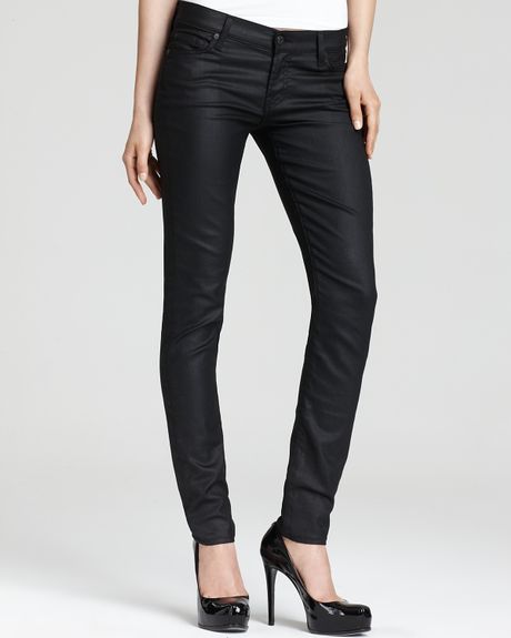 7 For All Mankind Coated Featherweight Skinny Jeans in Black (black ...