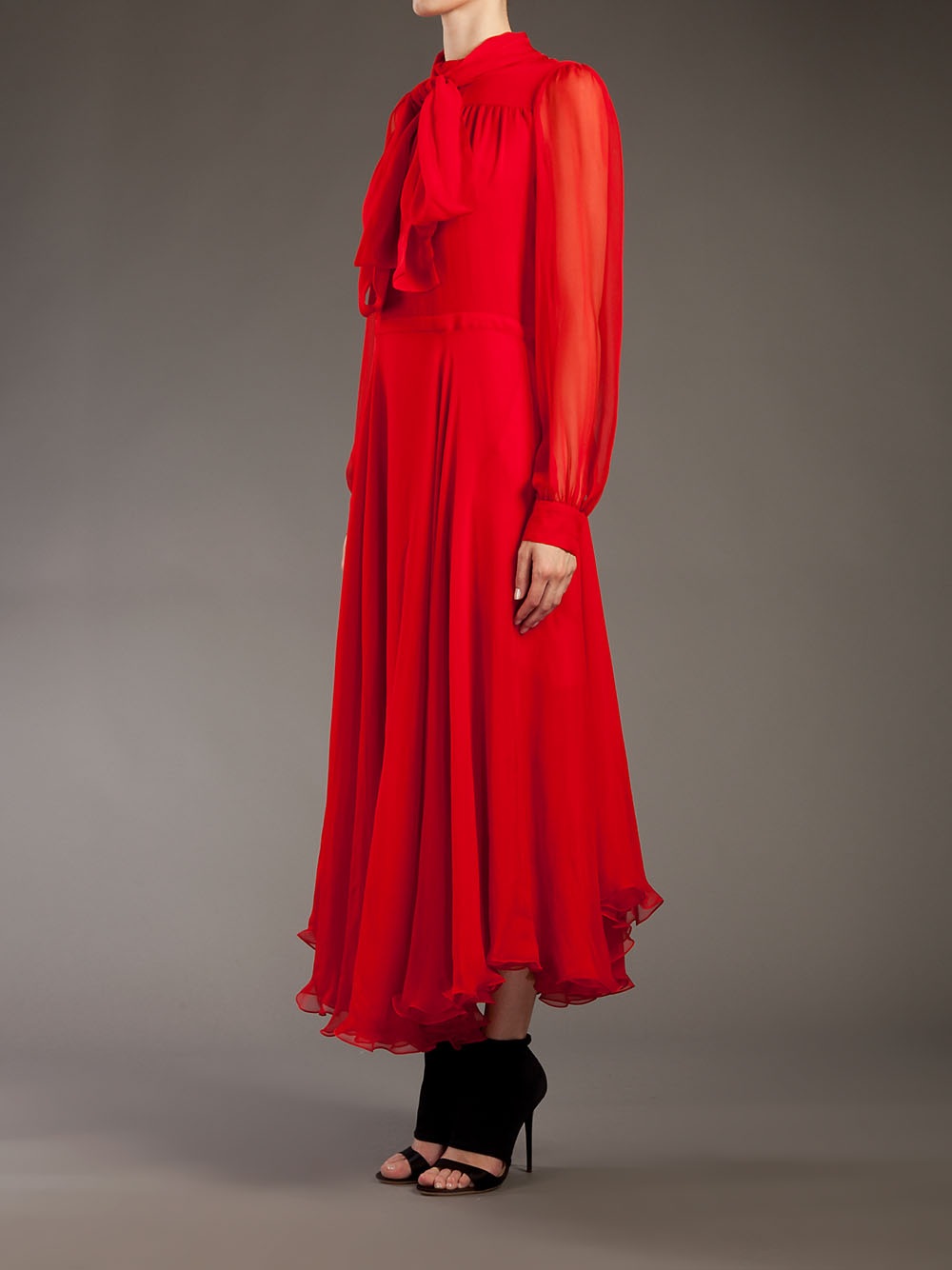 Gucci Silk Chiffon Dress In Red Lyst Gallery