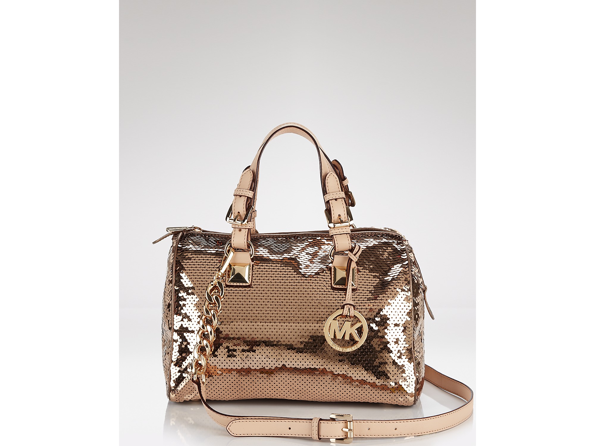 Lyst Michael Kors Grayson Sequin Satchel In Metallic Gallery
