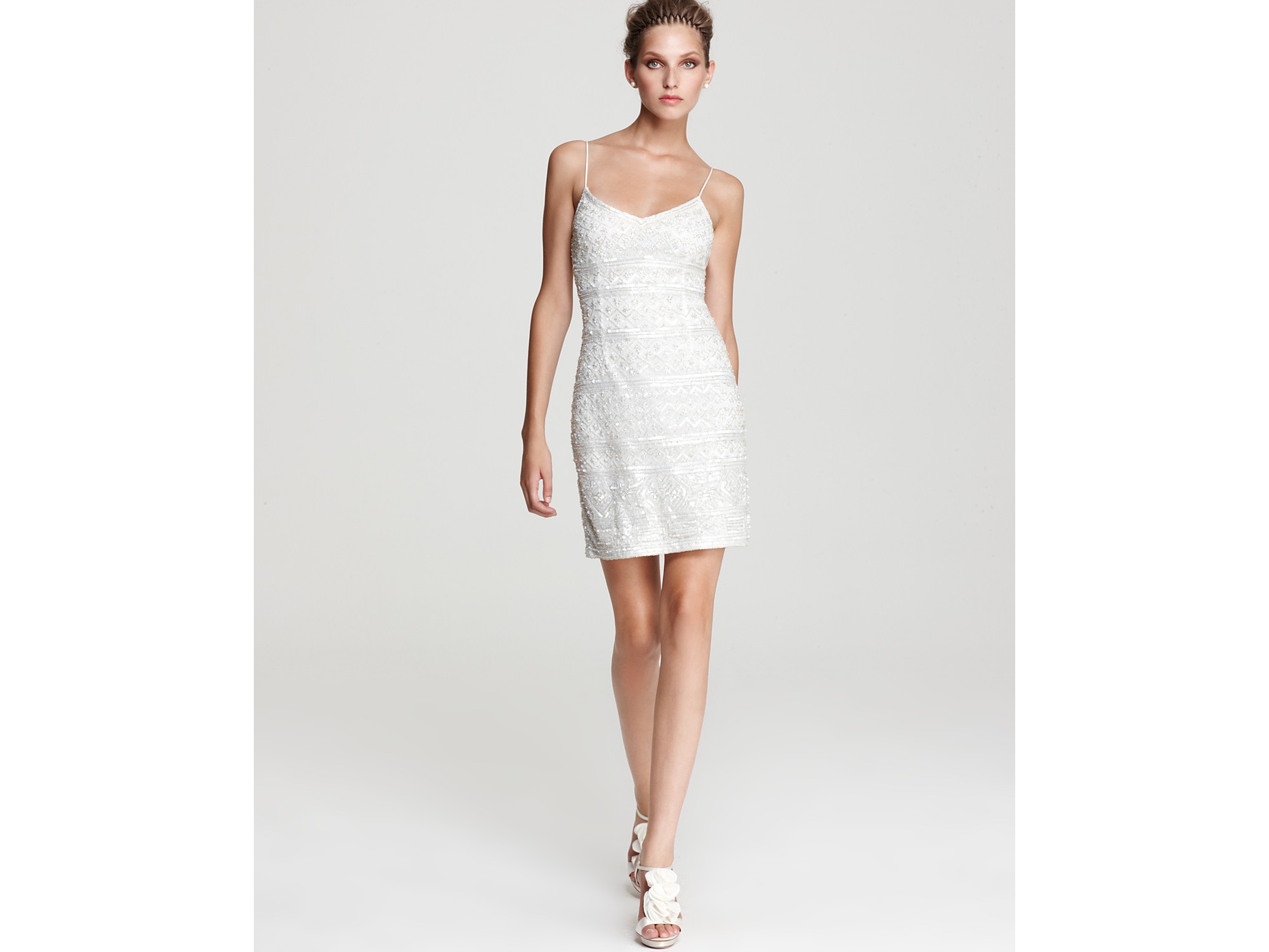 Lyst - Theia Beaded Slip Dress in White