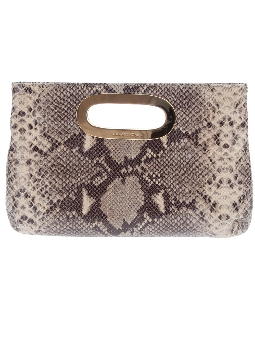 Michael Michael Kors Snakeskin Print Clutch in Gray (grey) | Lyst