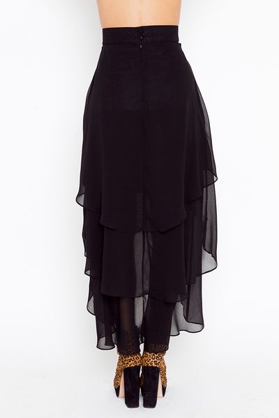 Nasty Gal Tiered Tail Skirt in Black | Lyst