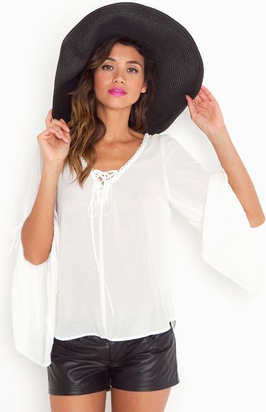 Nasty Gal Carly Corset Blouse in White | Lyst