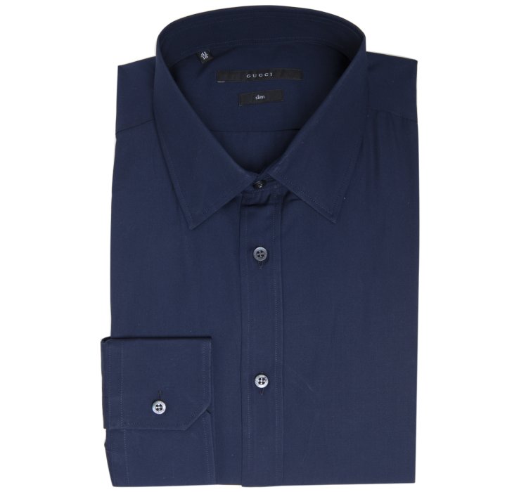 Gucci Navy Poplin Point Collar Dress Shirt in Blue for Men (navy) | Lyst