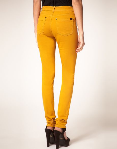Oasis Coloured Skinny Jeans in Yellow (ochre) | Lyst