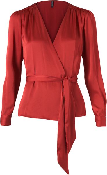 Mango Wrap Blouse in Red (03) | Lyst