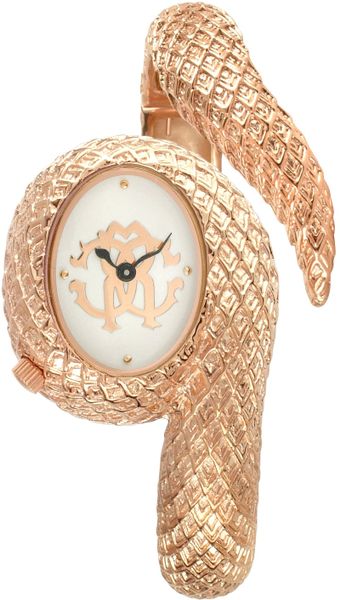 Roberto Cavalli Eva Snake - Logo Gold-plated Bracelet Dress Watch in ...