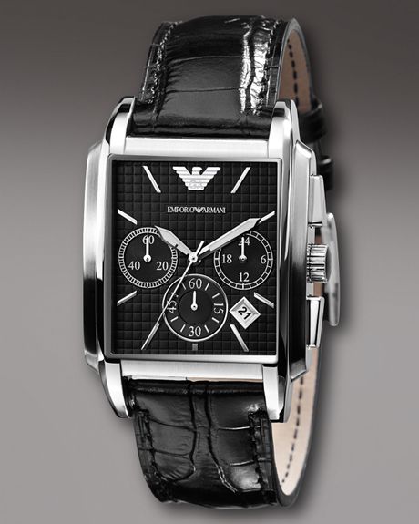 Emporio Armani Square Chronograph Watch, Black in Black for Men | Lyst