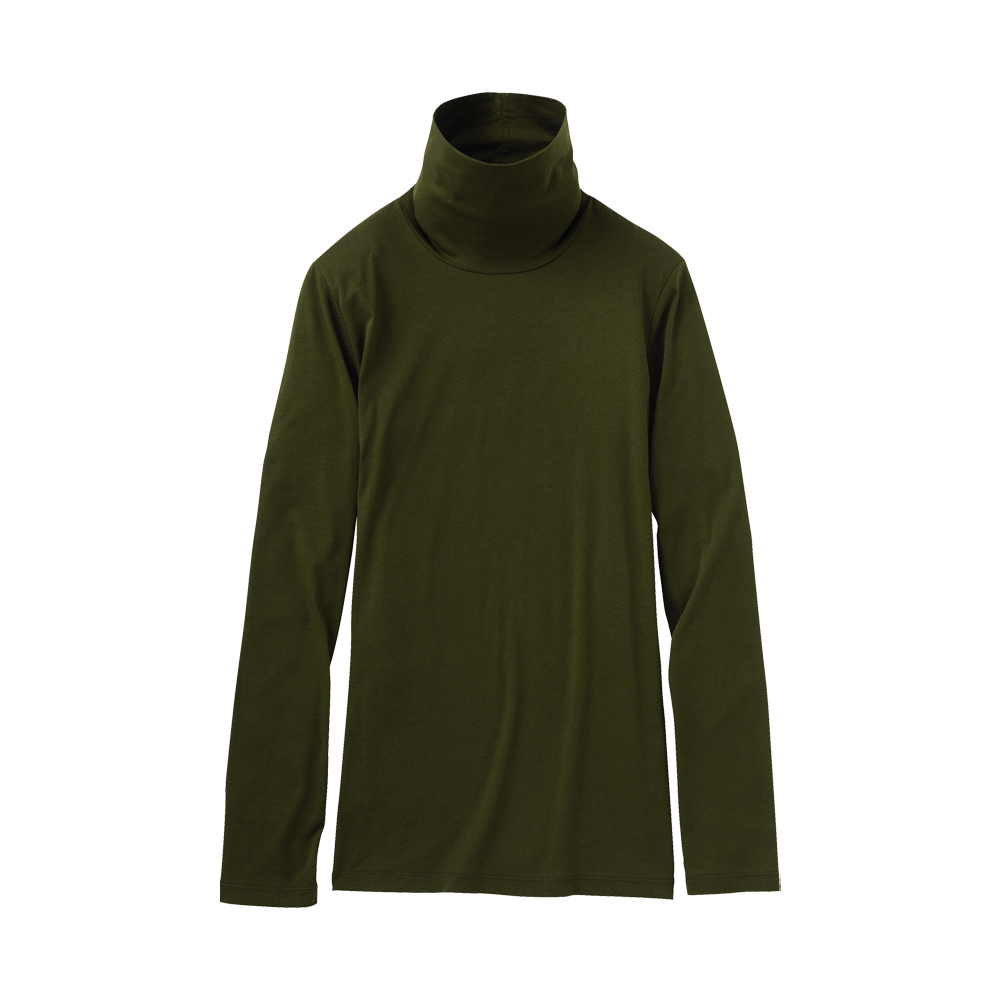 Uniqlo Cotton Stretch Polo Neck Long Sleeve in Green (olive) | Lyst