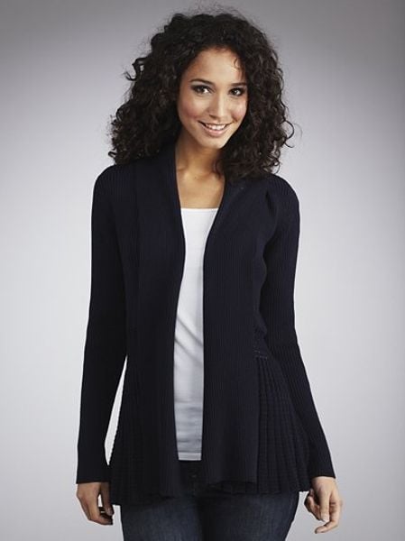 John Lewis Women Ribbed Pointelle Cardigan Navy in Blue (navy) | Lyst