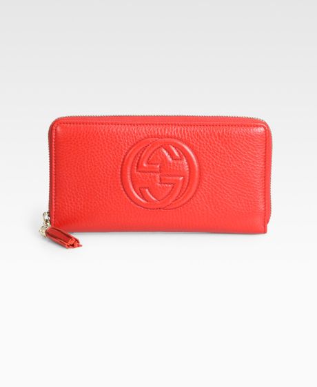 Gucci Soho Zip-around Wallet in Red (brightred) | Lyst