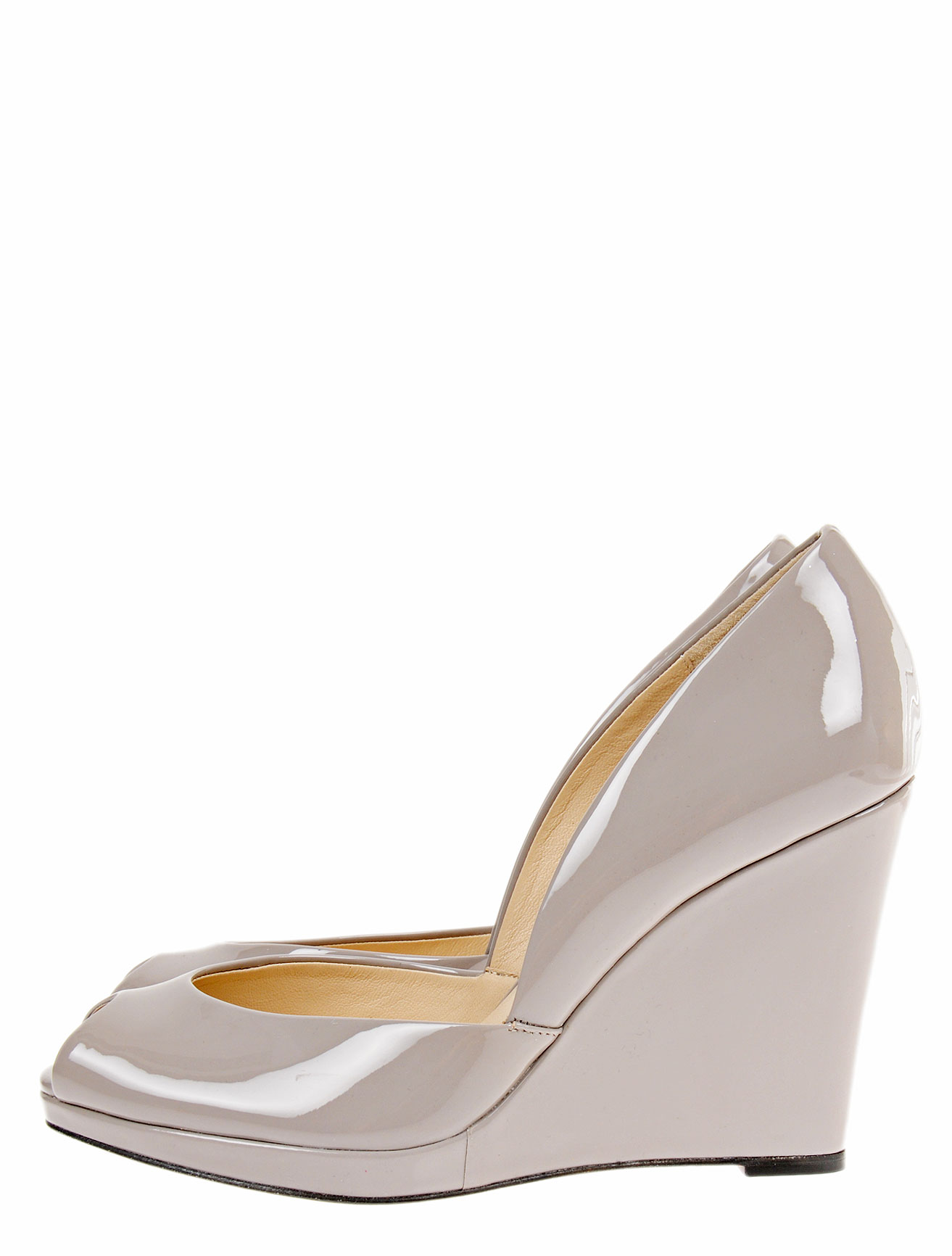 Kors By Michael Kors Vail Patent Leather Peep Toe Wedge in Gray (grey ...