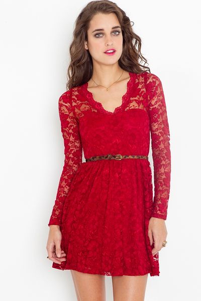 Nasty Gal Rosalind Lace Dress in Red | Lyst