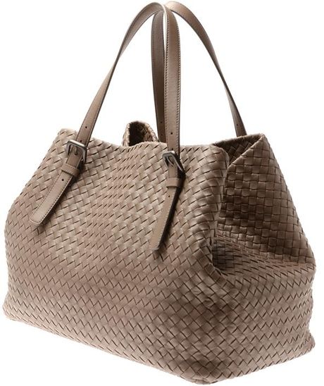 Bottega Veneta Intrecciato Woven Leather Tote Bag in Brown (grey) | Lyst