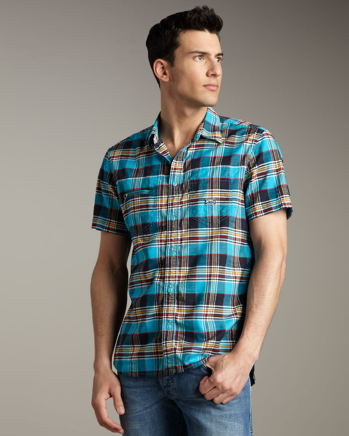 Lyst - Diesel Sukati Plaid Short-sleeve Shirt in Blue for Men