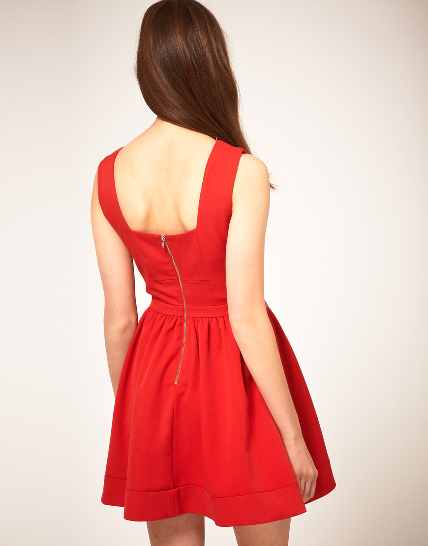 Lyst - Asos Collection Asos Skater Dress with Bow Front in Red