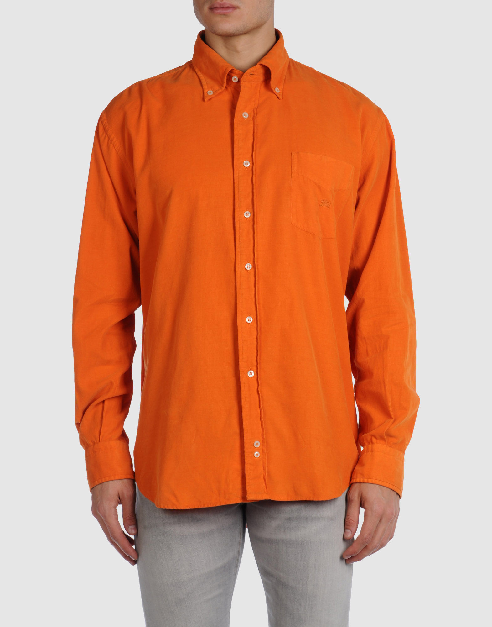 Burberry Long Sleeve Shirts in Orange for Men | Lyst