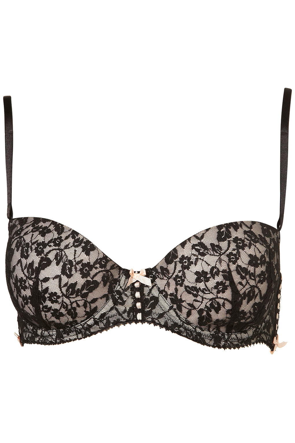 Topshop Black Leafy Lace Strapless Bra in Black | Lyst