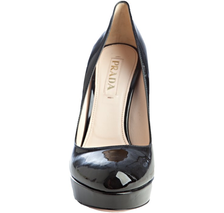 prada patent leather platform pumps