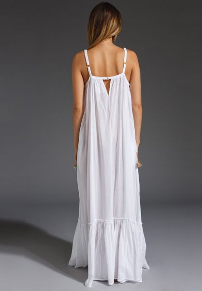 Mara Hoffman Embroidered Peasant Dress in White | Lyst
